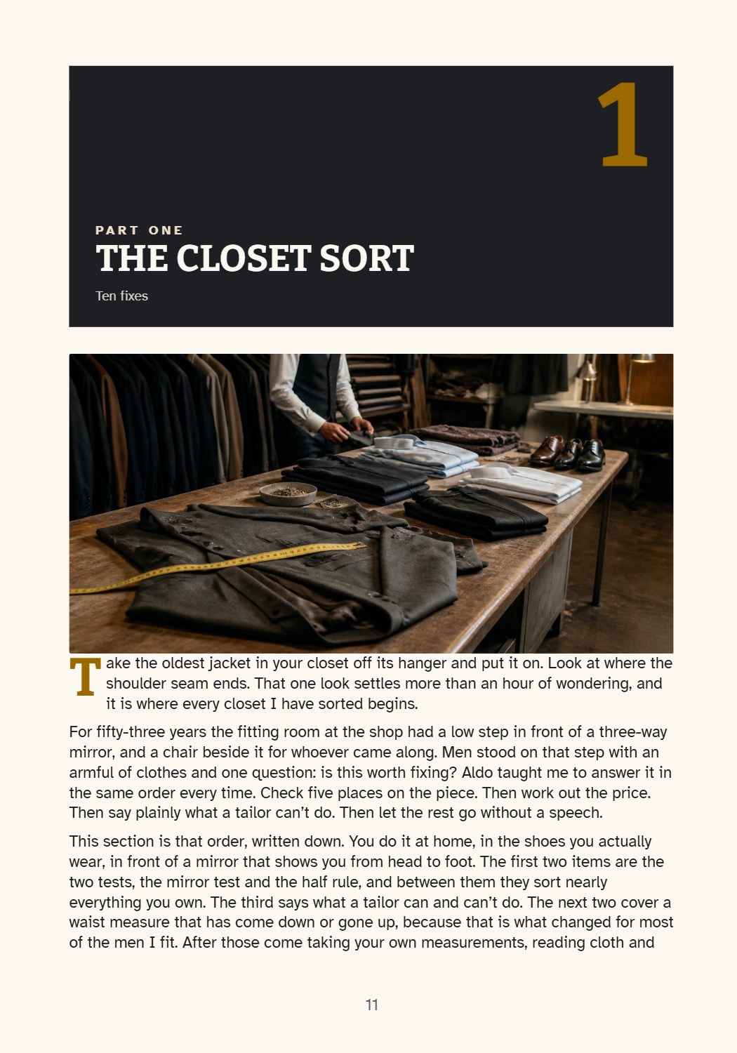 Book page 11: Ten parts, by the garment in your hand.